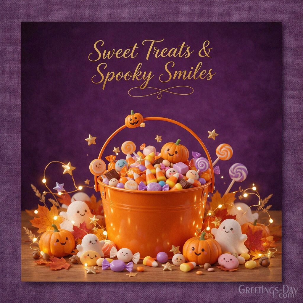 Cute Halloween candy image with colorful treats