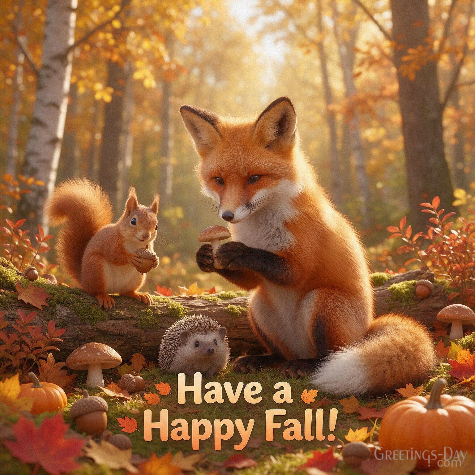 Cute Happy Fall card with a red fox