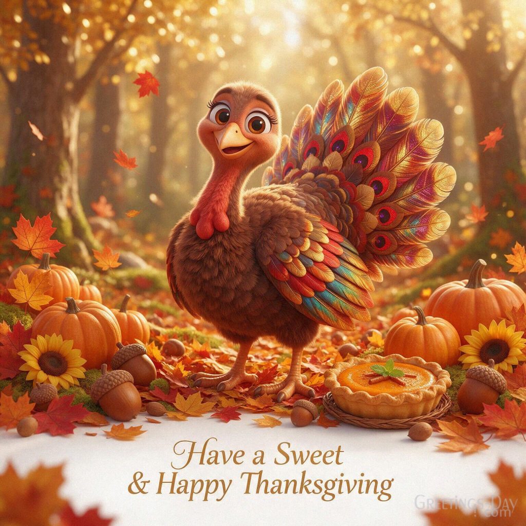 Cute Thanksgiving picture with a friendly turkey