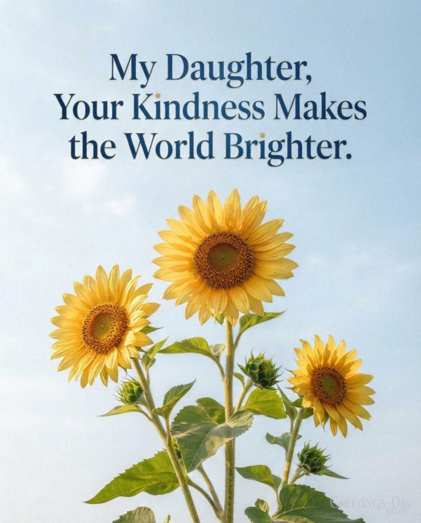 Sunflower picture for a daughter with the encouraging message “My Daughter