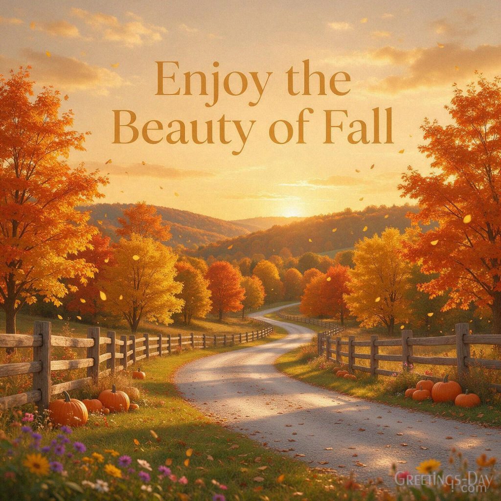 Enjoy the Beauty of Fall card with golden country scenery