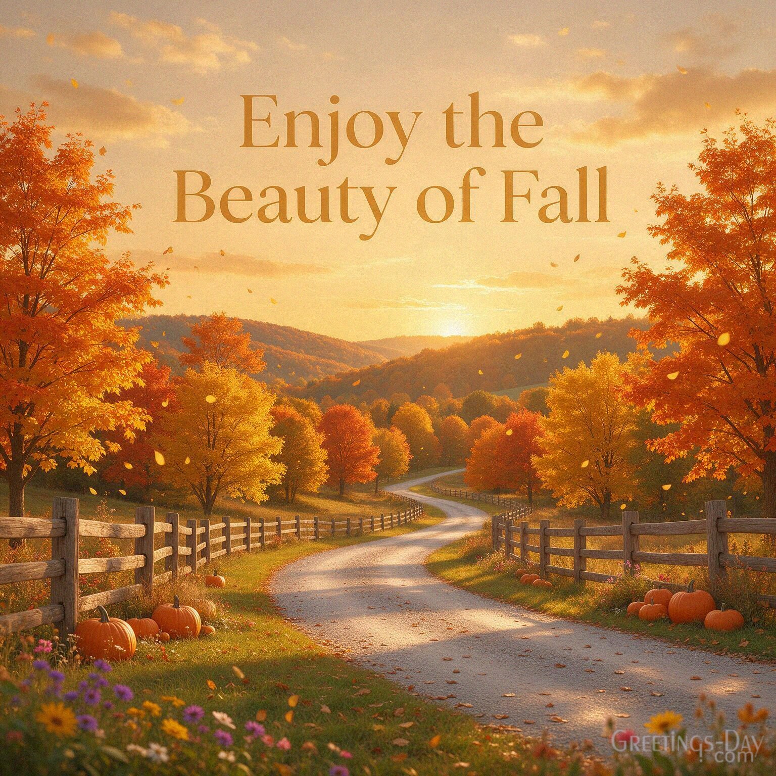 Enjoy the Beauty of Fall card with golden country scenery