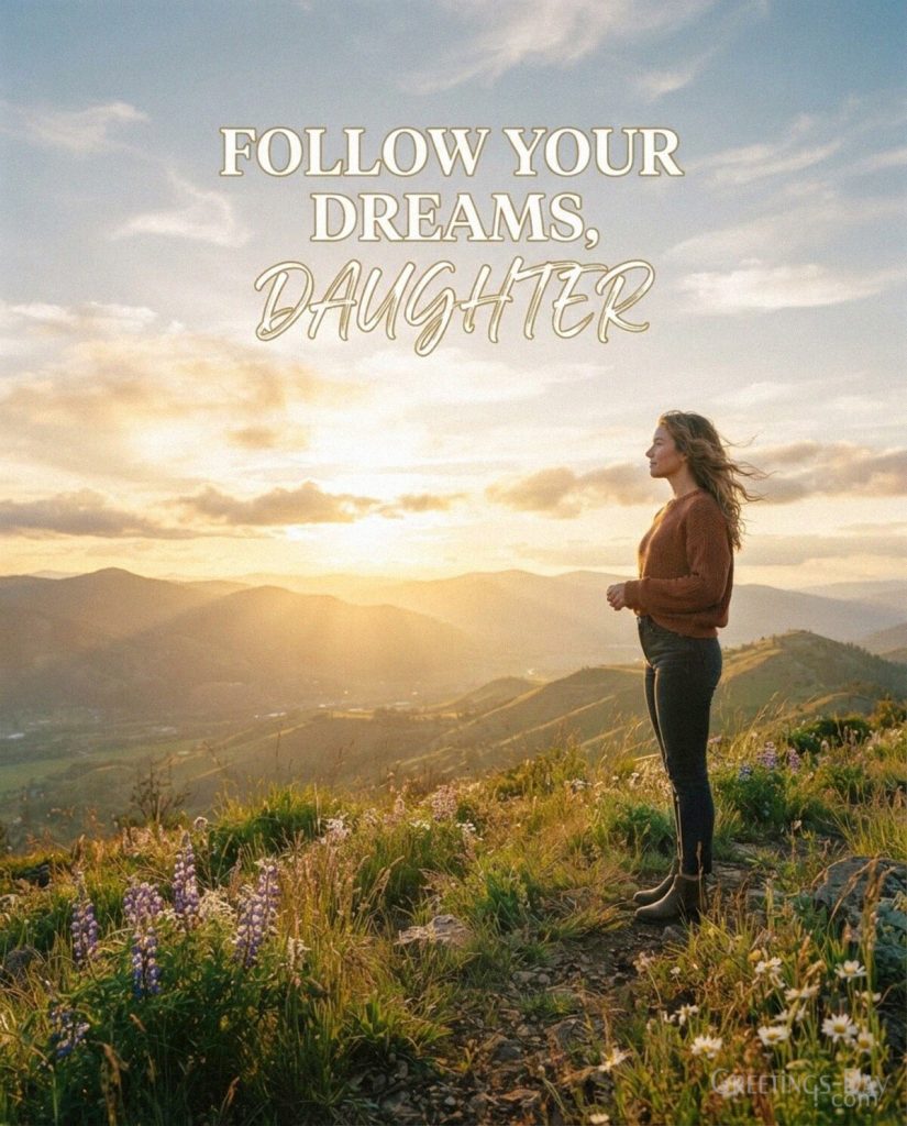 Motivational National Daughters Day message reading “Follow Your Dreams