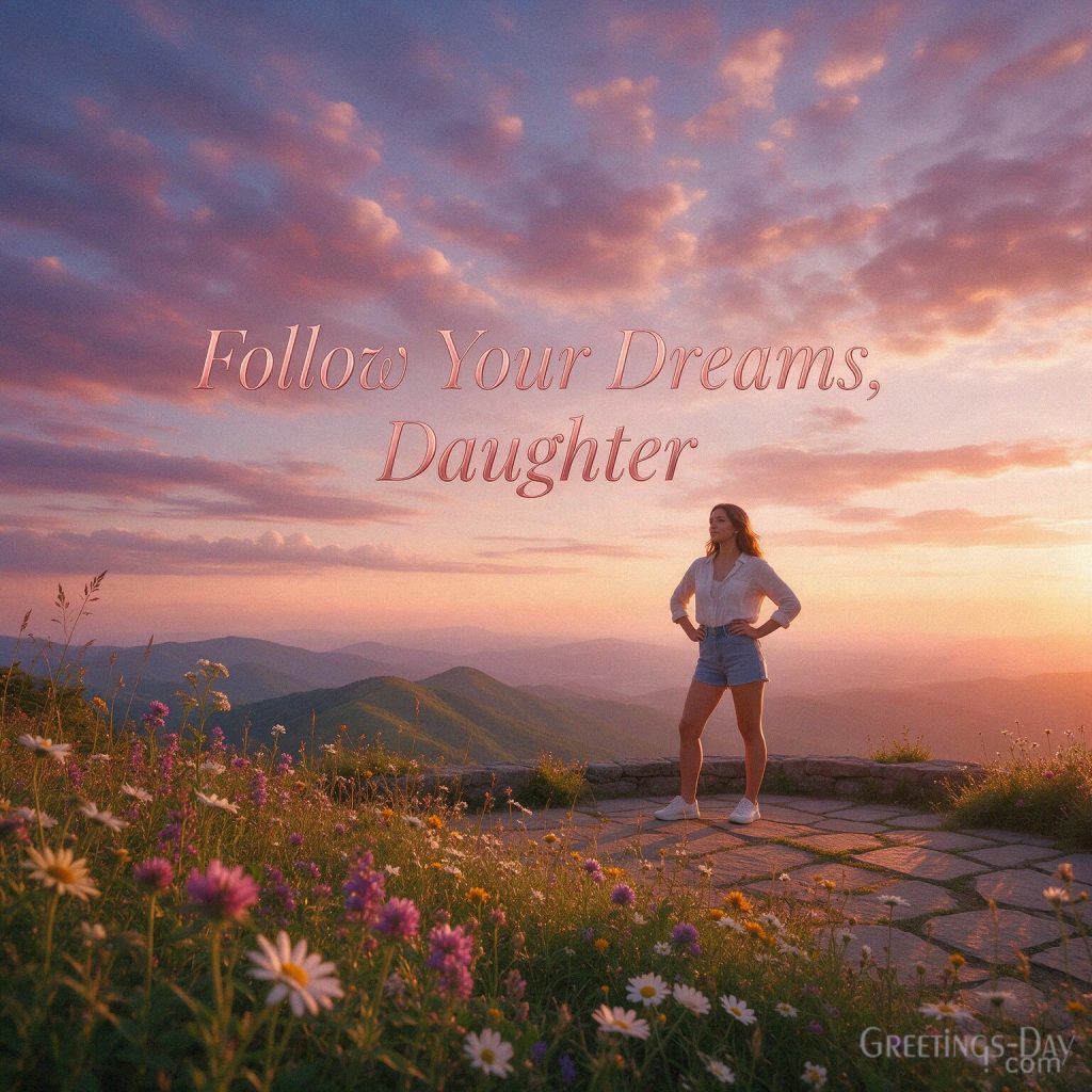 Inspirational National Daughters Day quote reading “Follow Your Dreams