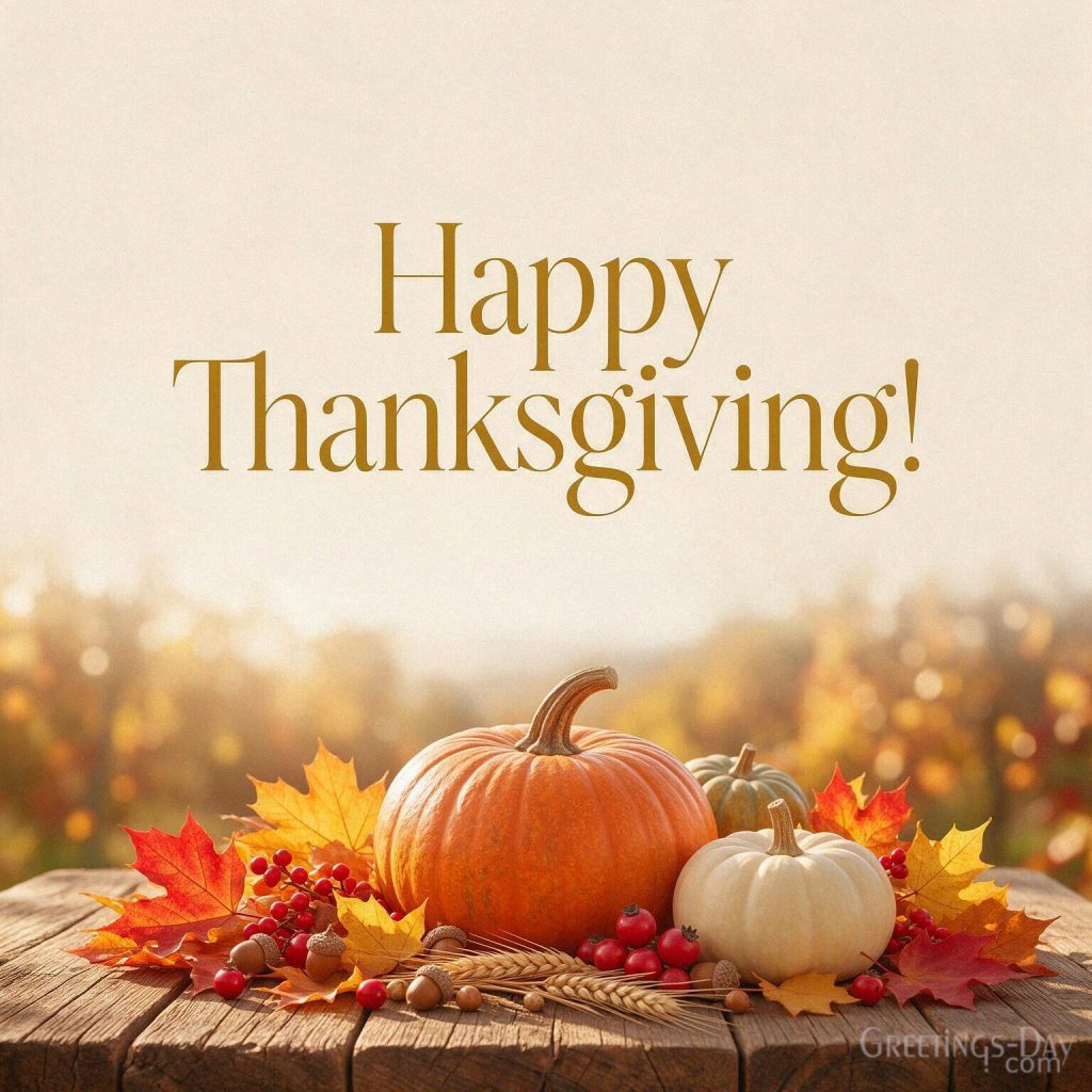 Free Happy Thanksgiving image with orange pumpkins