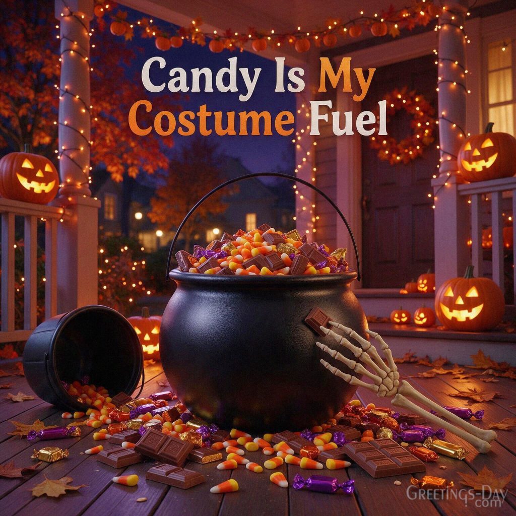 Funny Halloween card with candy buckets