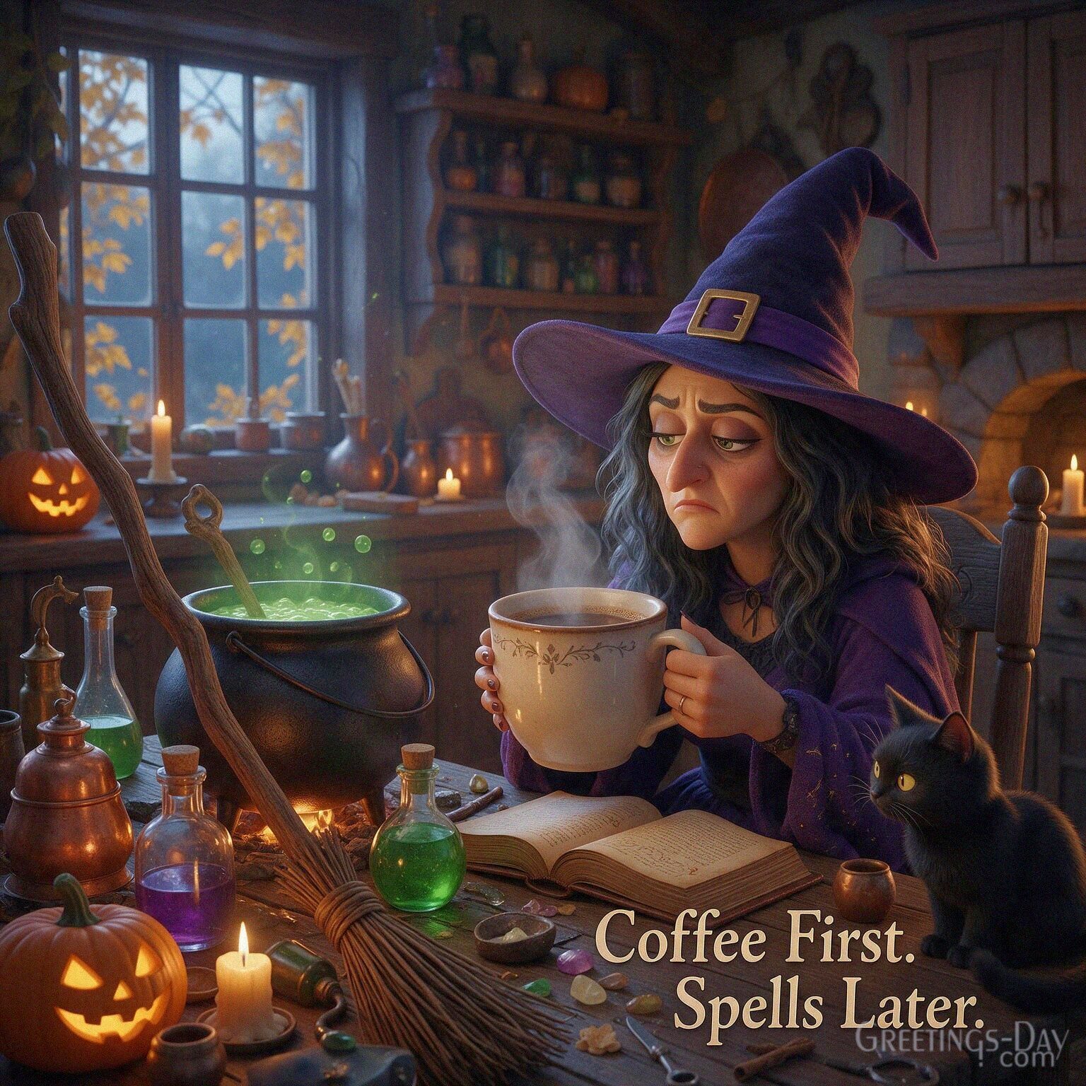 Coffee First. Spells Later.
