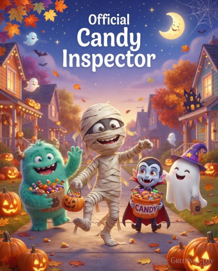 Cute funny Halloween image for kids with adorable monsters