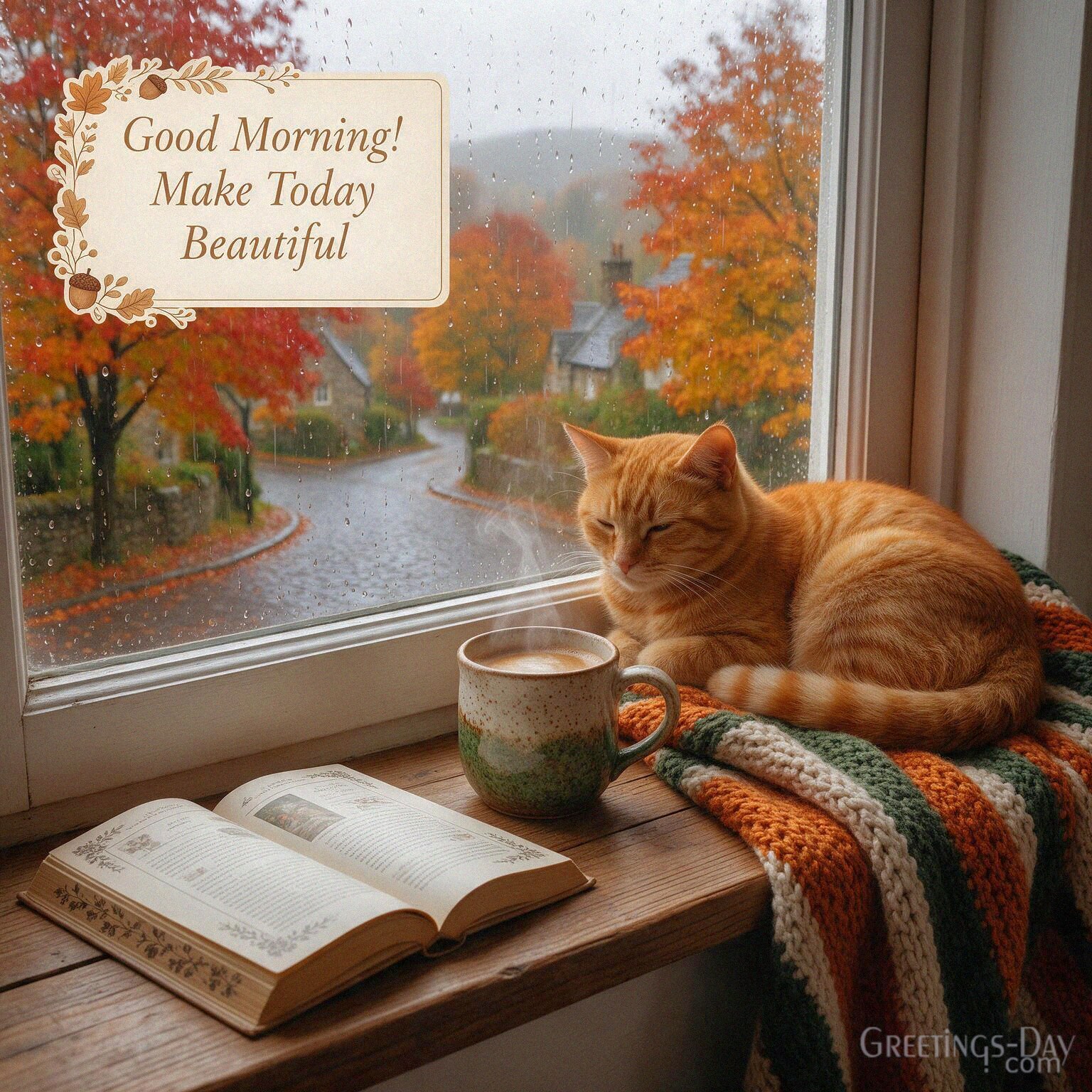 Good Morning Fall picture with warm coffee