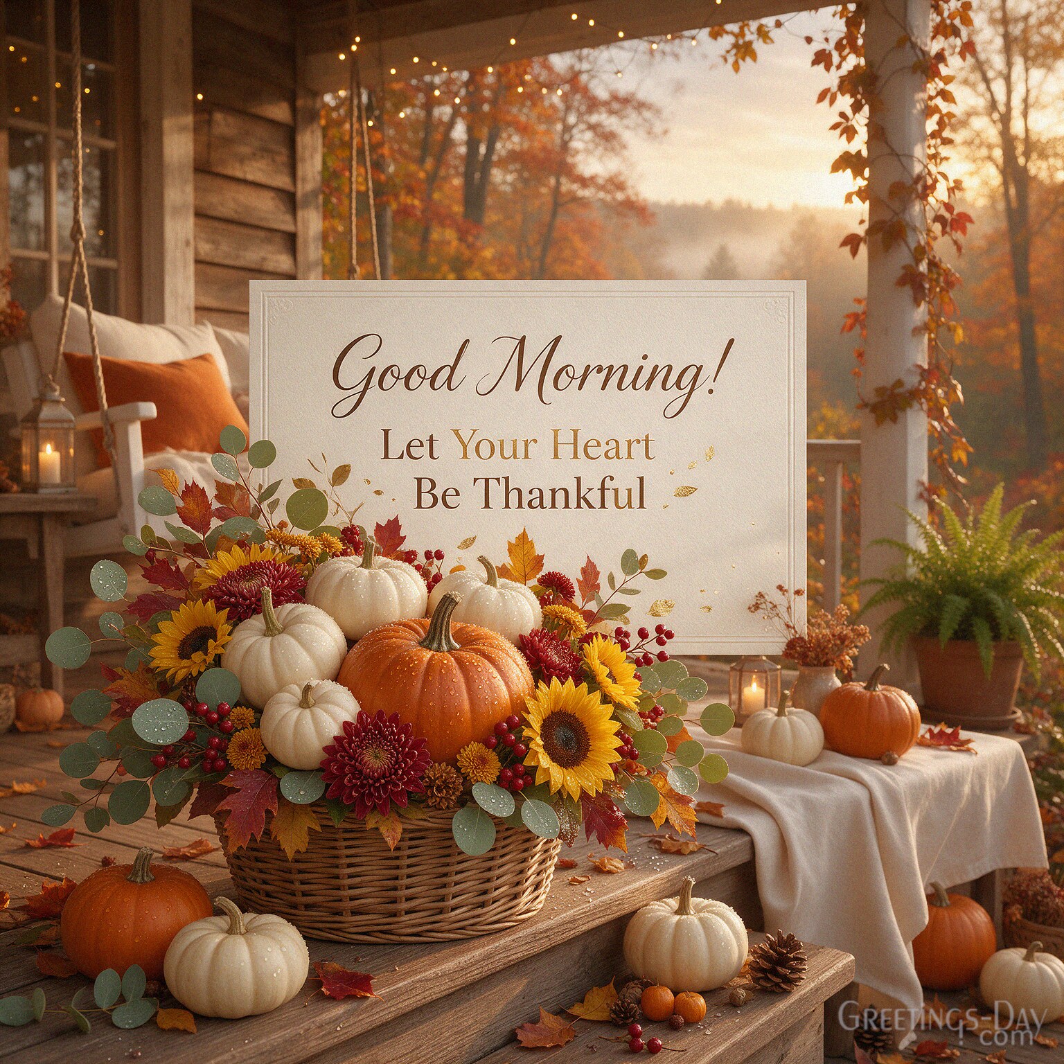 Good Morning cozy fall image with coffee