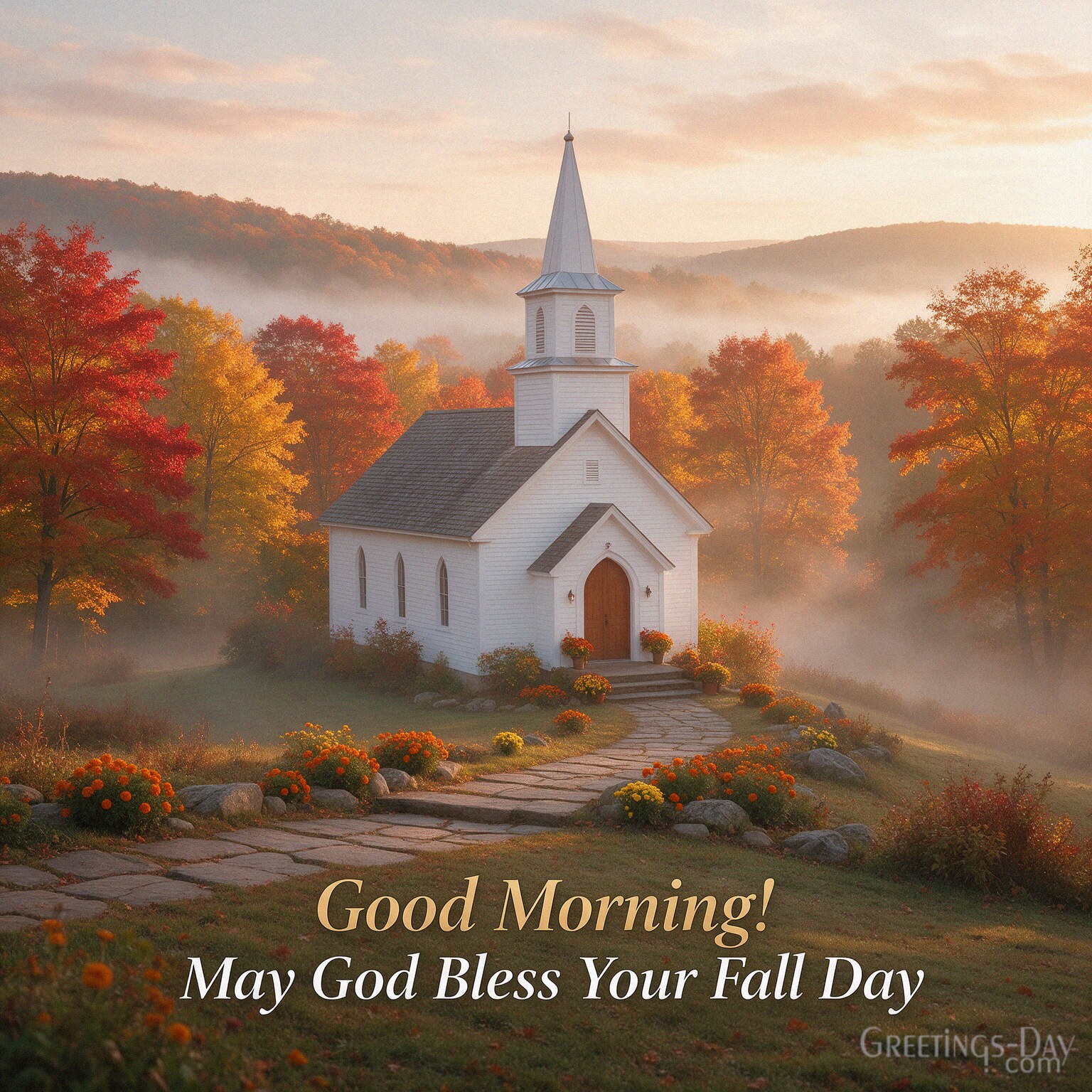 Good Morning Fall image with golden sunflowers