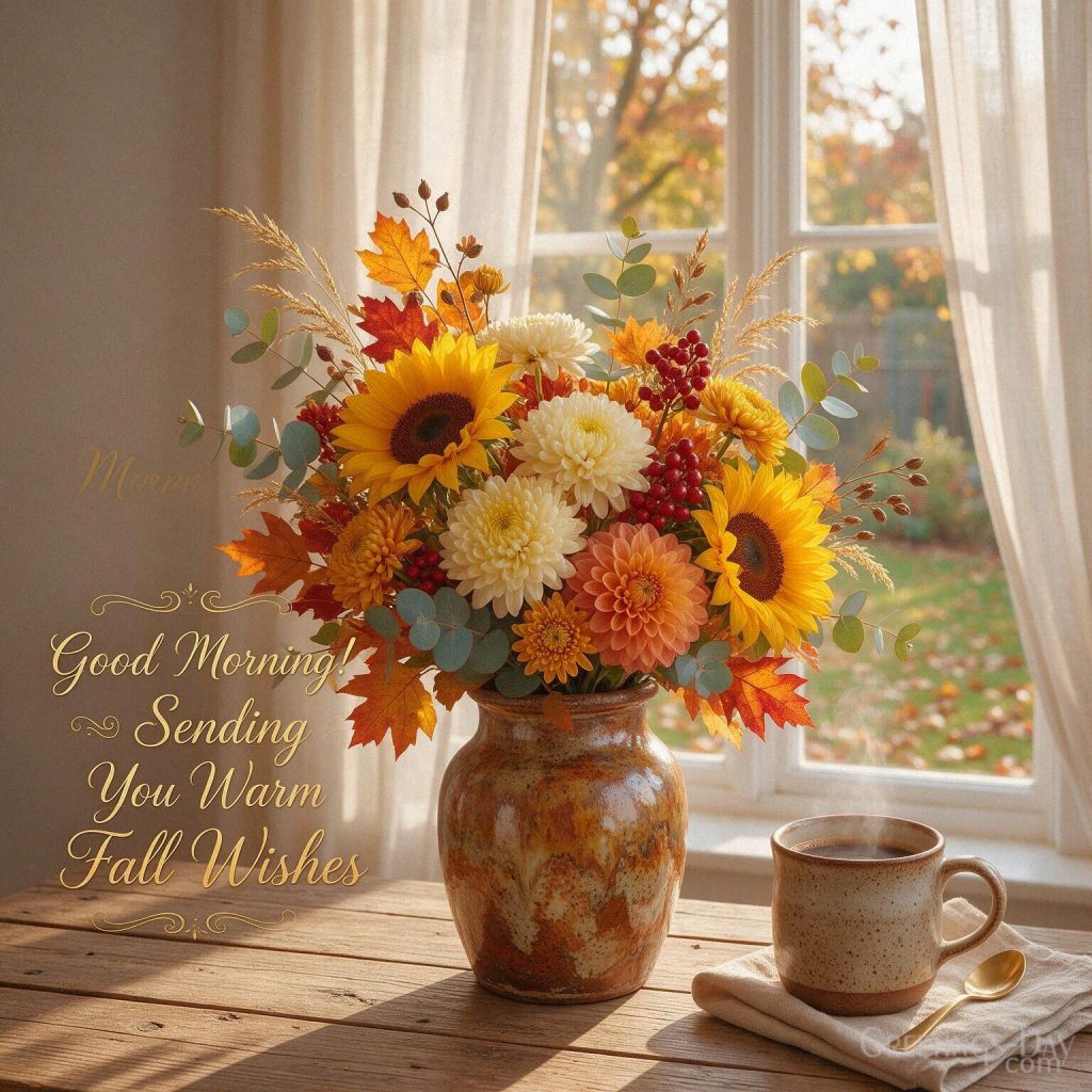 Good Morning Fall image with sunflowers
