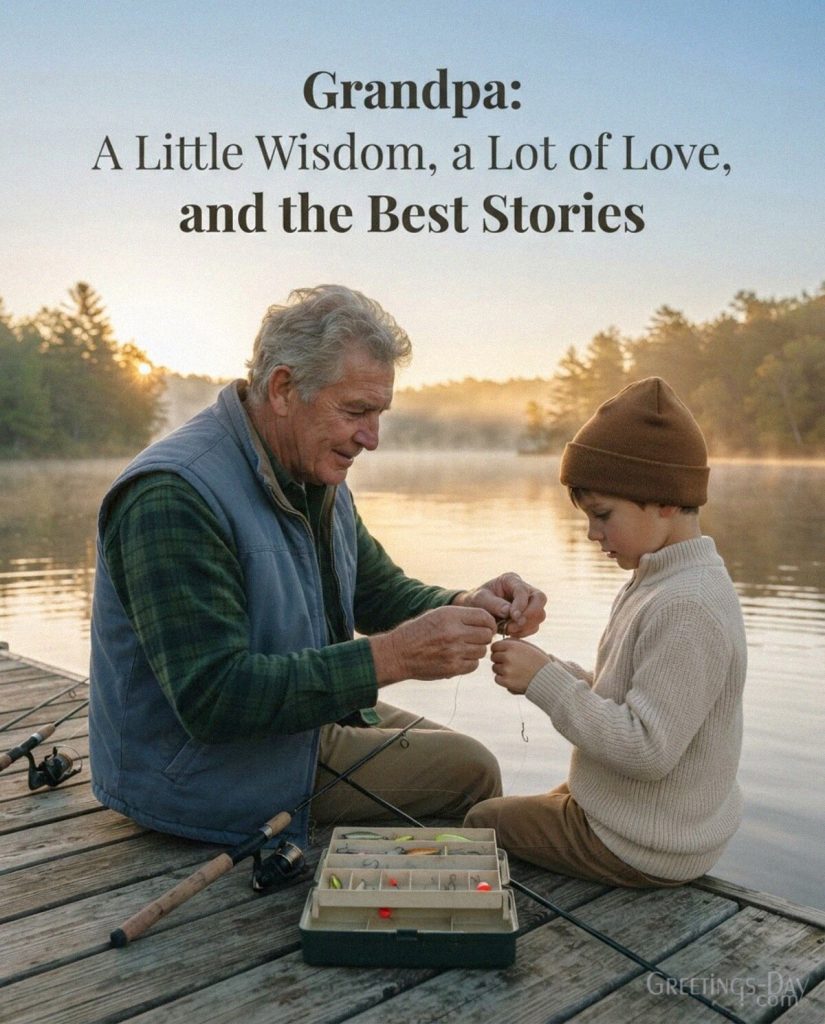Grandparents Day quote for Grandpa sharing time with his grandson and “Grandpa: A Little Wisdom