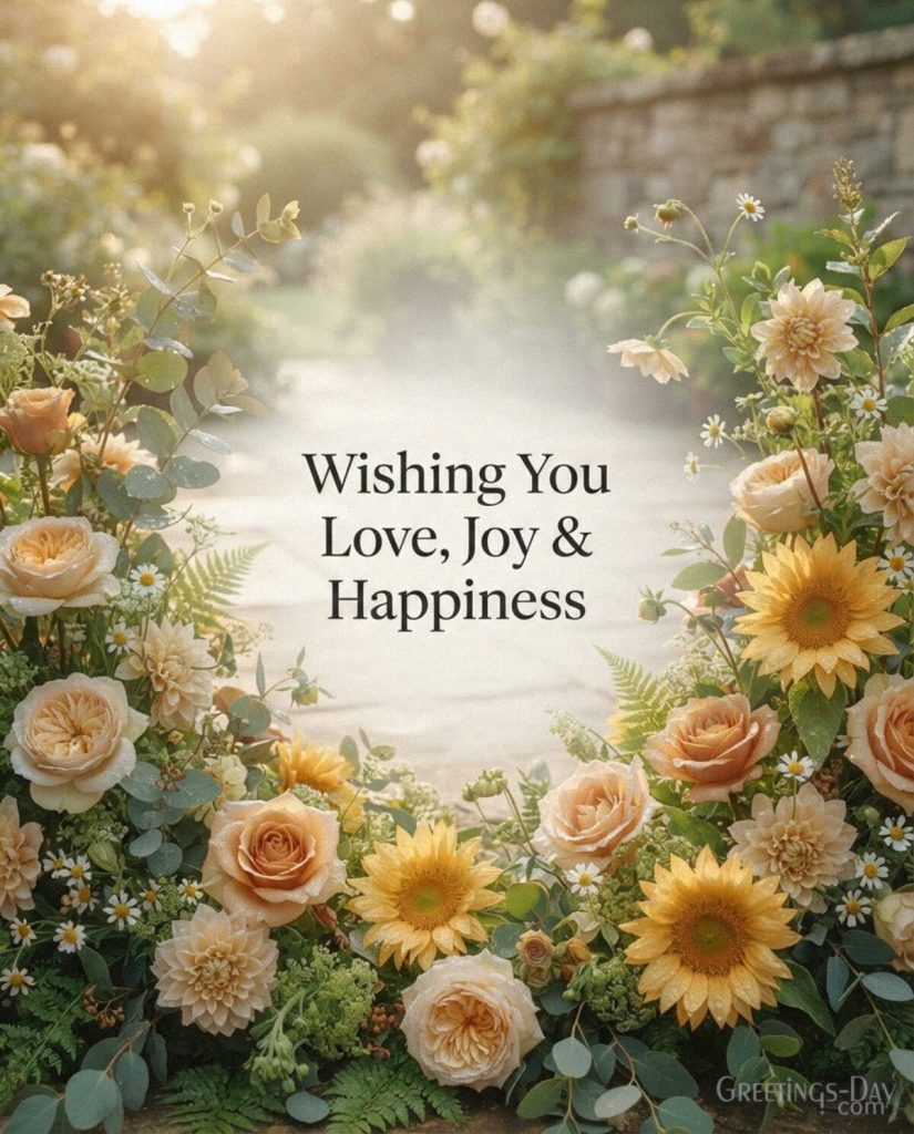 Beautiful Grandparents Day image with flowers and the message “Wishing You Love