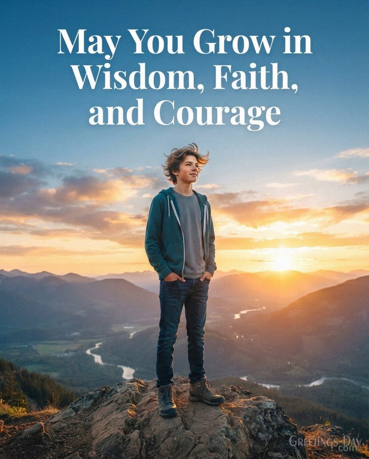 Inspirational prayer for a teenage son saying May You Grow in Wisdom