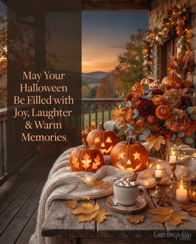 Heartfelt Halloween greeting with cozy pumpkins