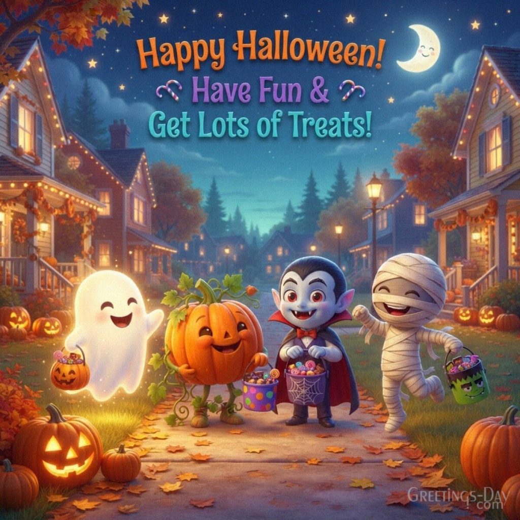 Halloween message for kids with friendly ghosts
