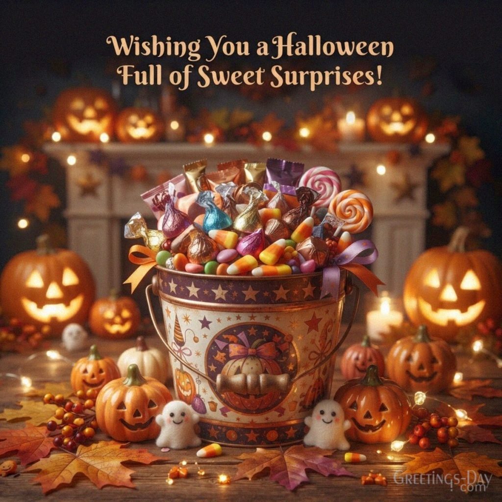Sweet Halloween message with colorful candy