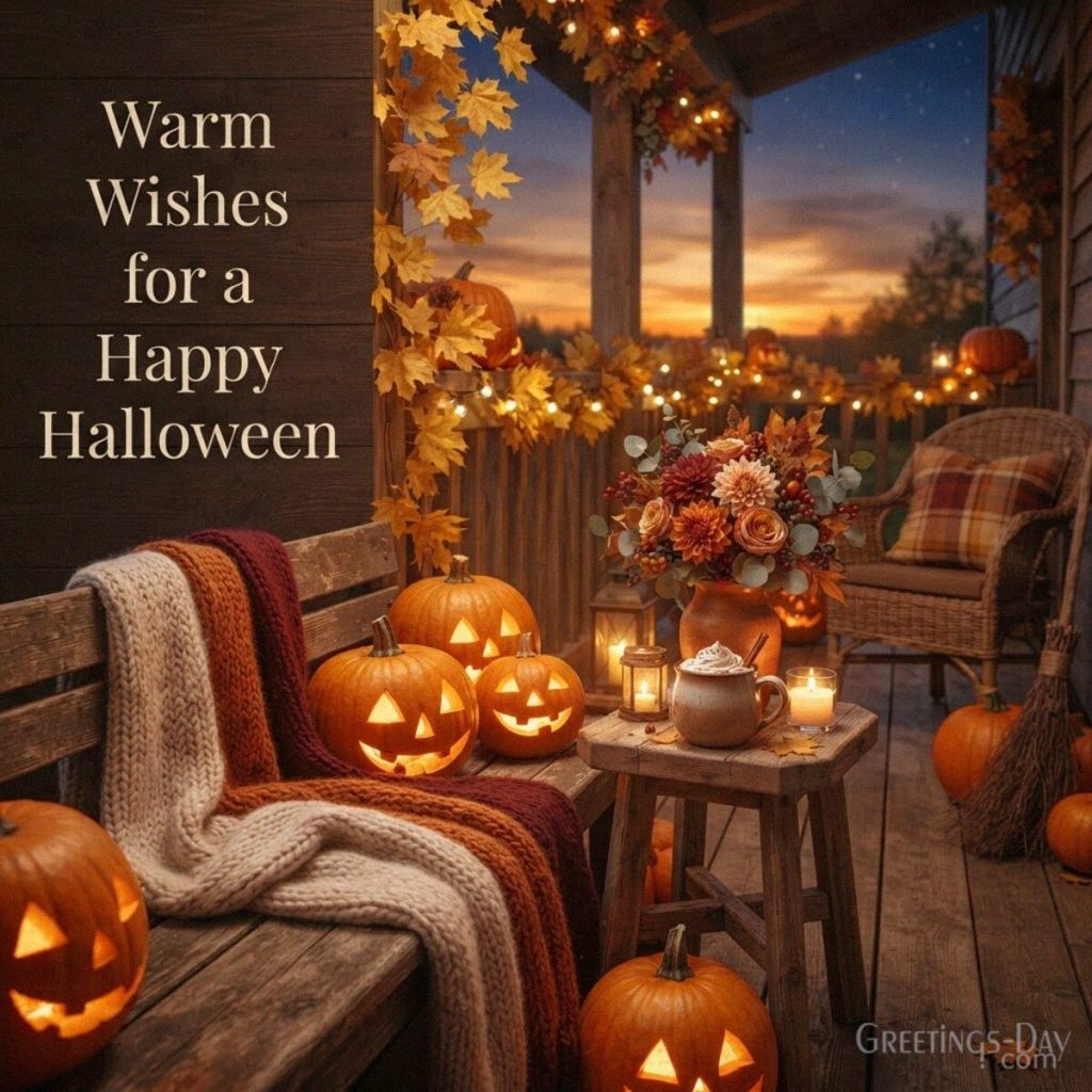 Heartfelt Halloween wishes with glowing pumpkins