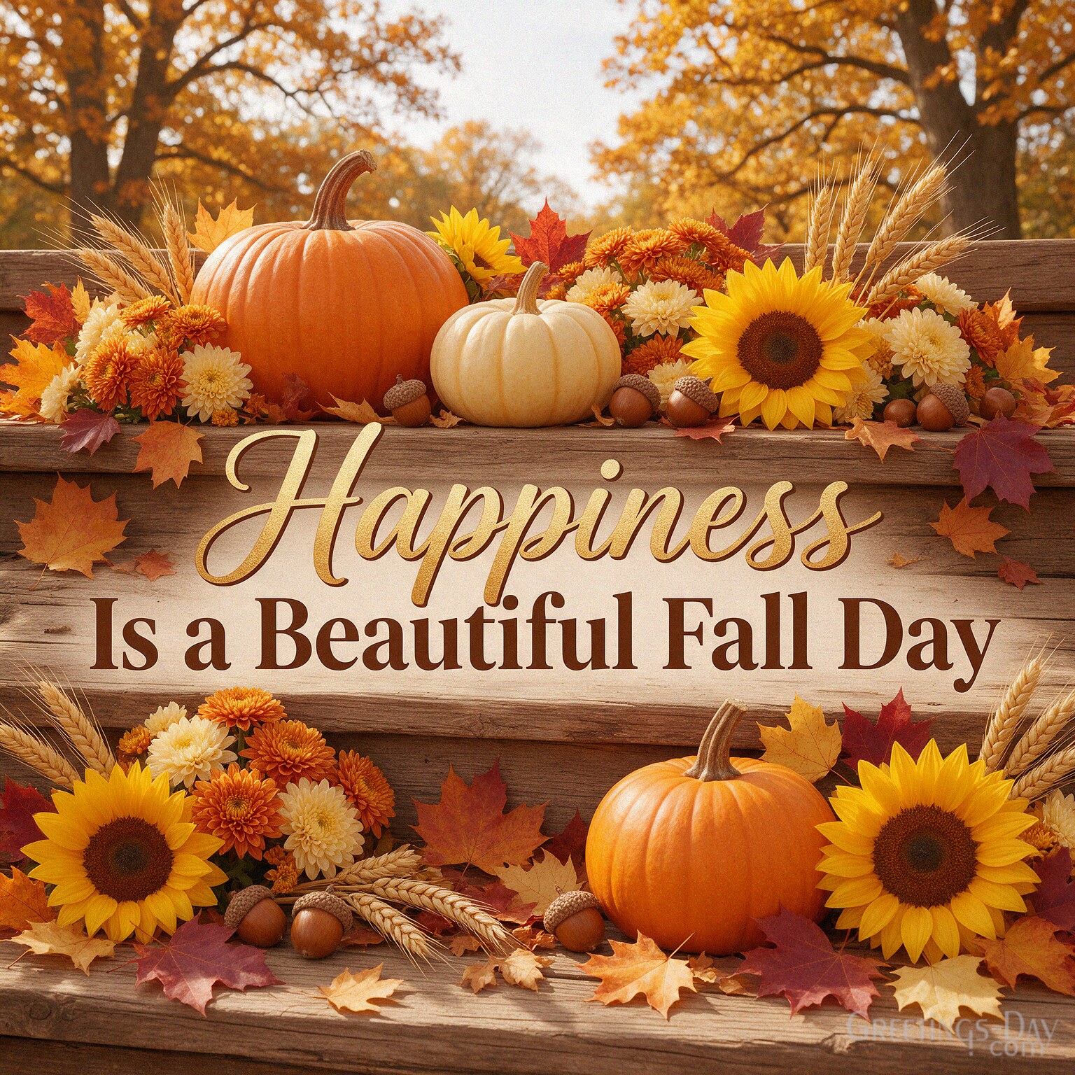 Happy Fall Quote with pumpkins
