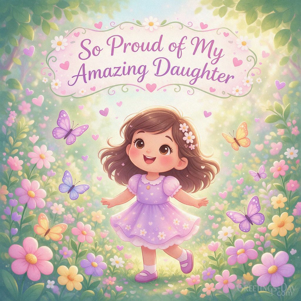 Cute National Daughters Day card for a young girl with butterflies