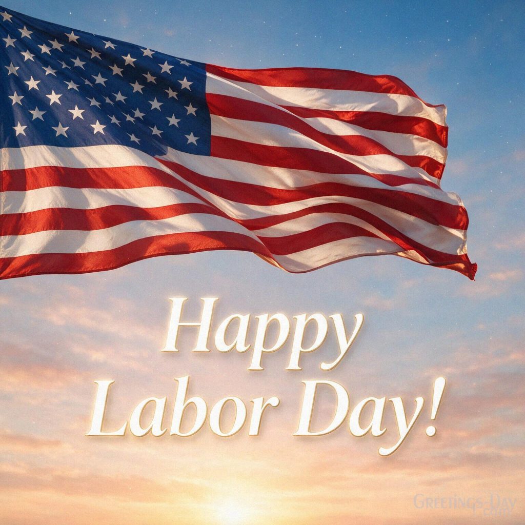 Happy Labor Day card with American flag