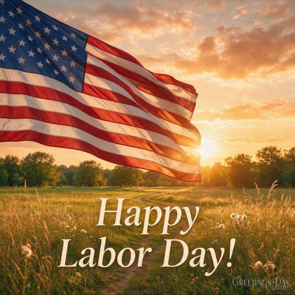 Happy Labor Day card with American flag