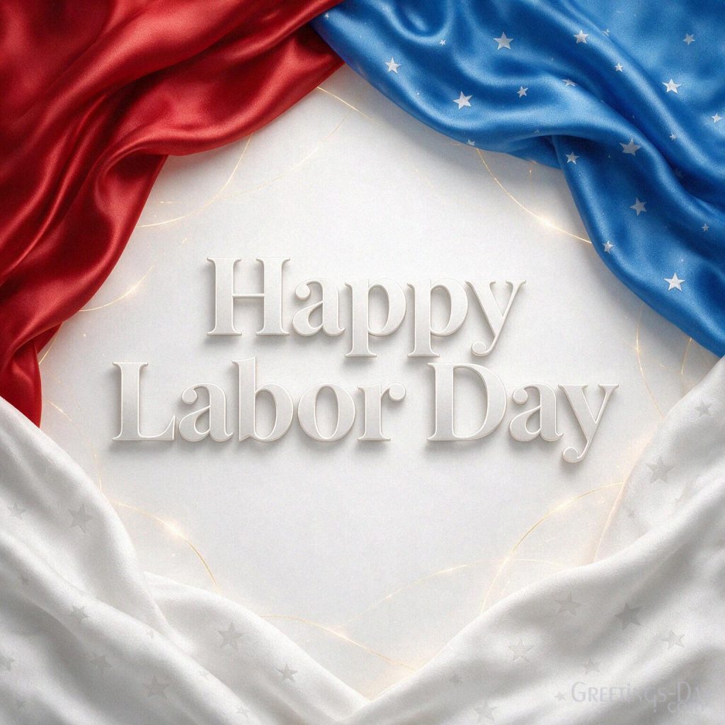 Happy Labor Day card with golden sunset