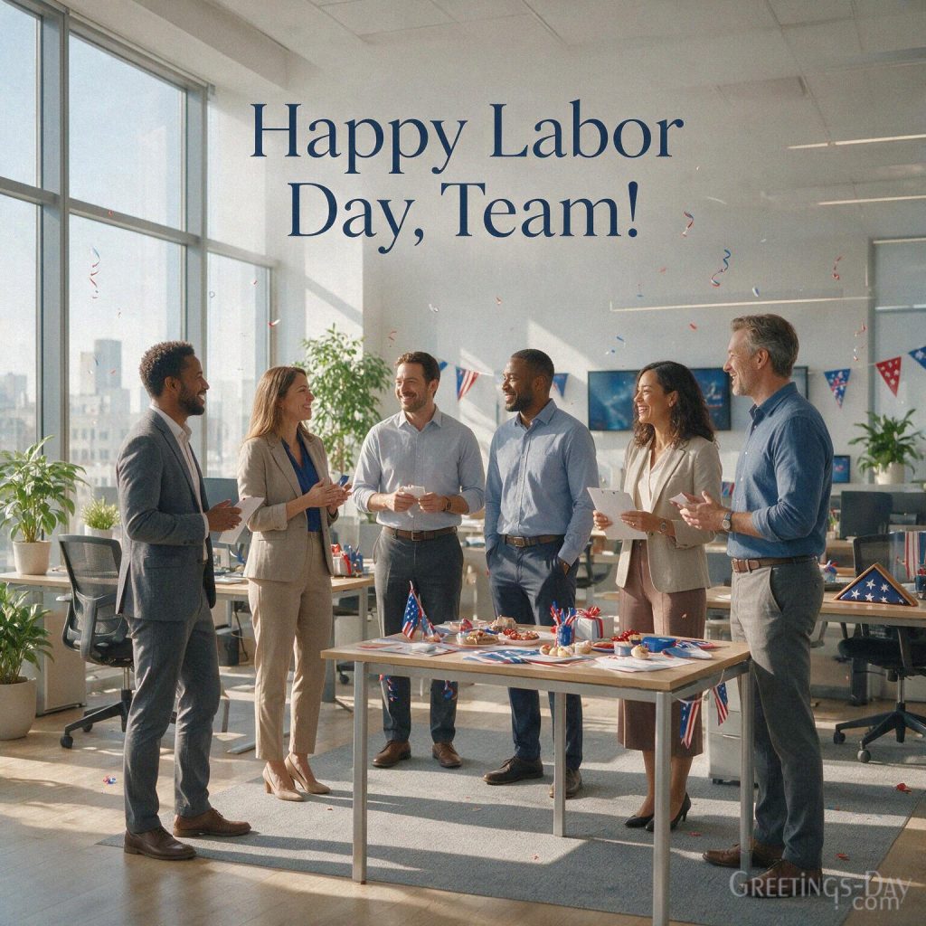 Happy Labor Day Weekend card with peaceful lakeside chairs