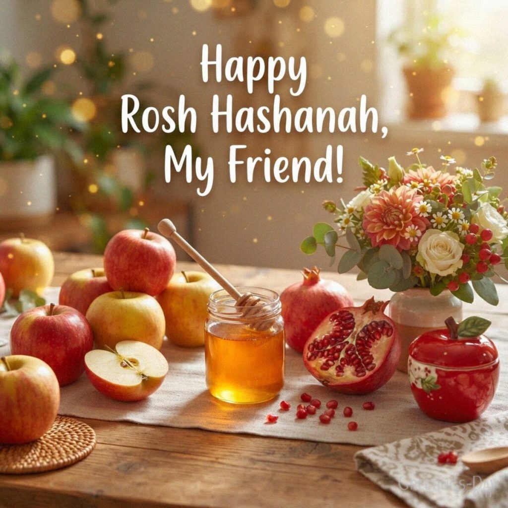 Happy Rosh Hashanah wishes for a friend with apples