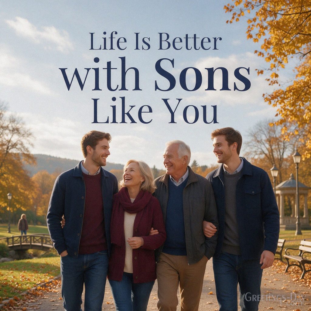 Heartwarming Sons Day image saying Life Is Better with Sons Like You with the text 