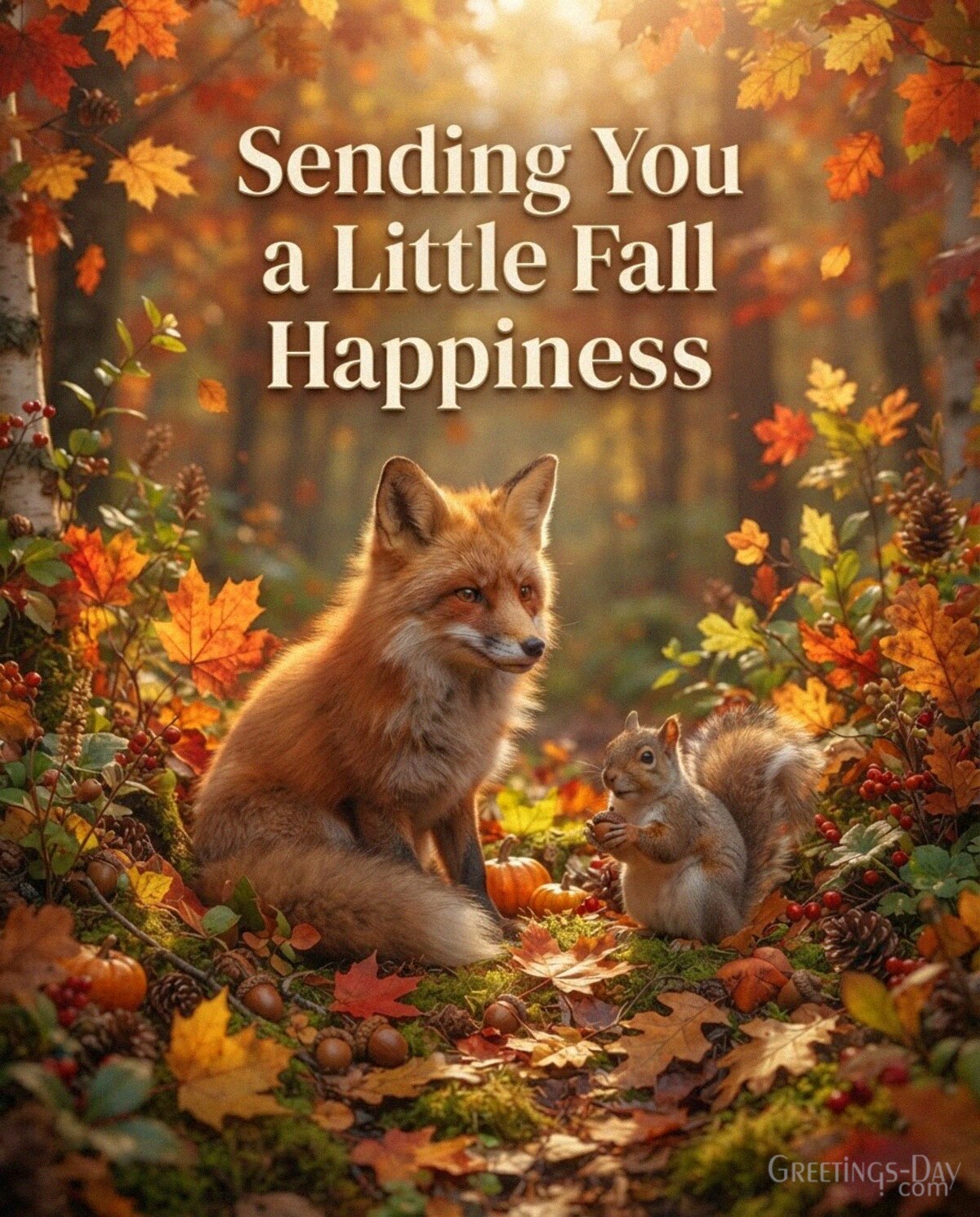 Cute fall greeting with fox