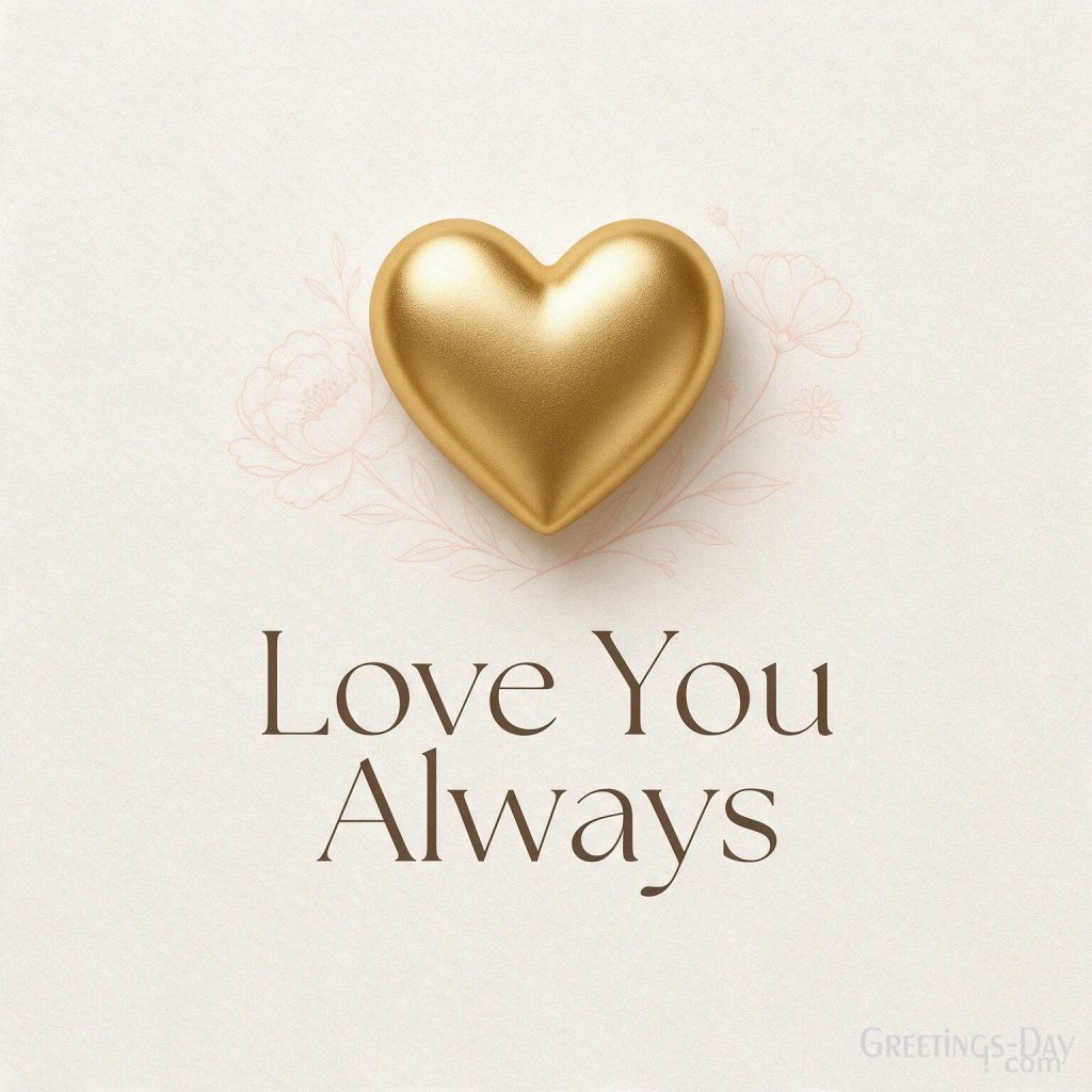 Short National Daughters Day wish reading “Love You Always” in an elegant minimalist heart and floral design. with the text 