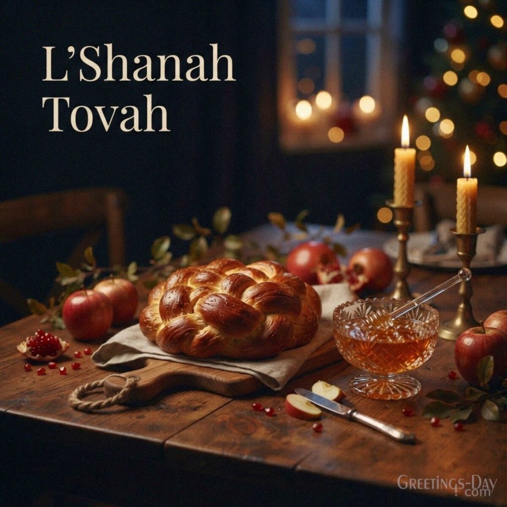 L’Shanah Tovah image with round challah