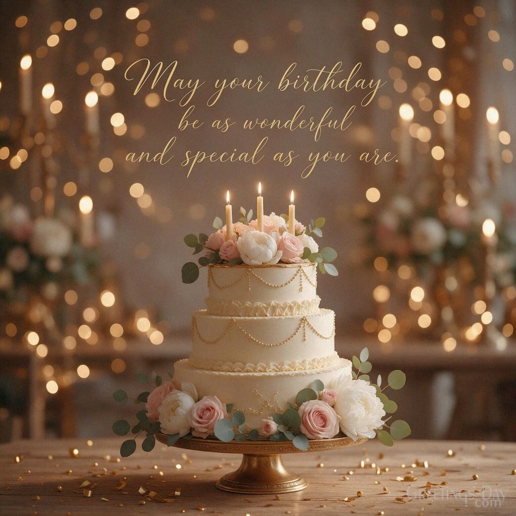 Meaningful Happy Birthday Message image featuring “May your birthday be as wonderful and special as you are.” with the text 