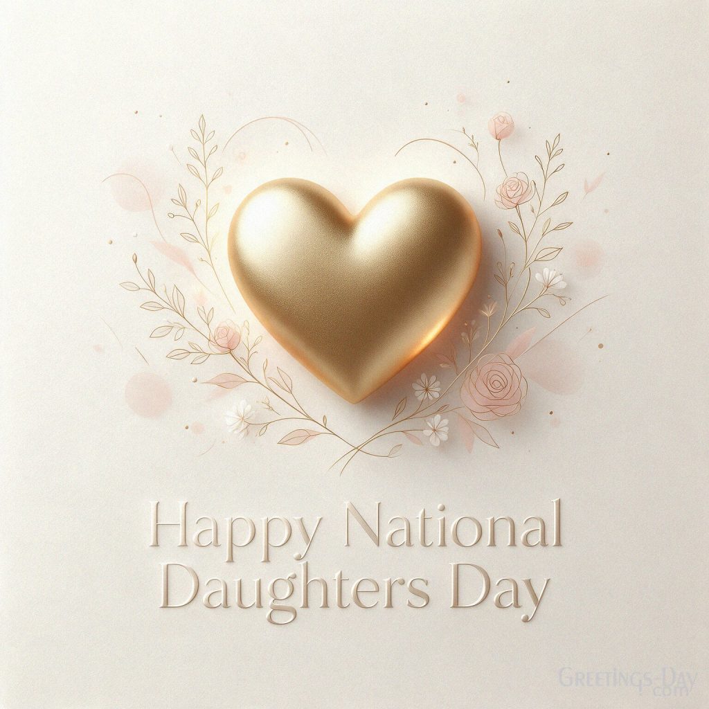 Modern minimalist National Daughters Day card with gold heart
