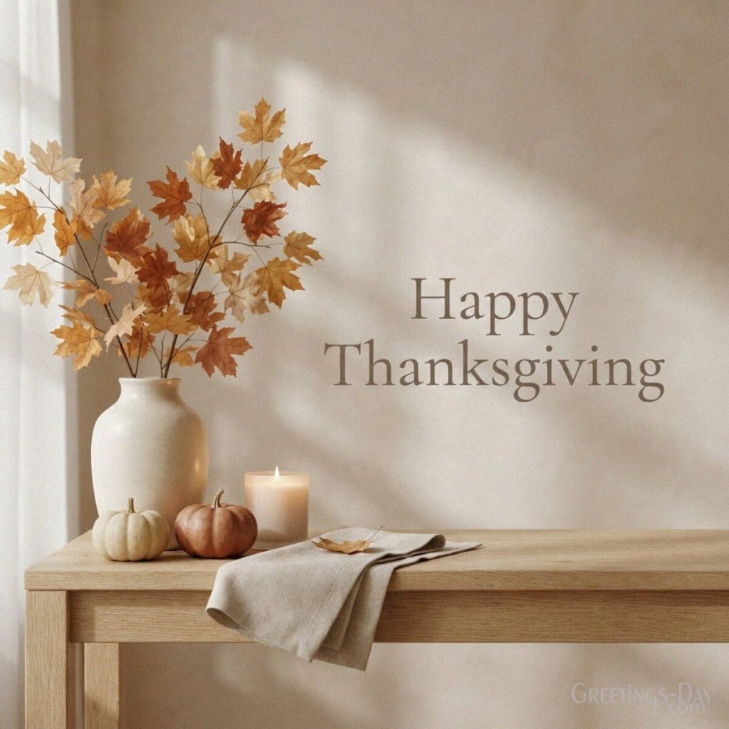 Modern Happy Thanksgiving card with pumpkins