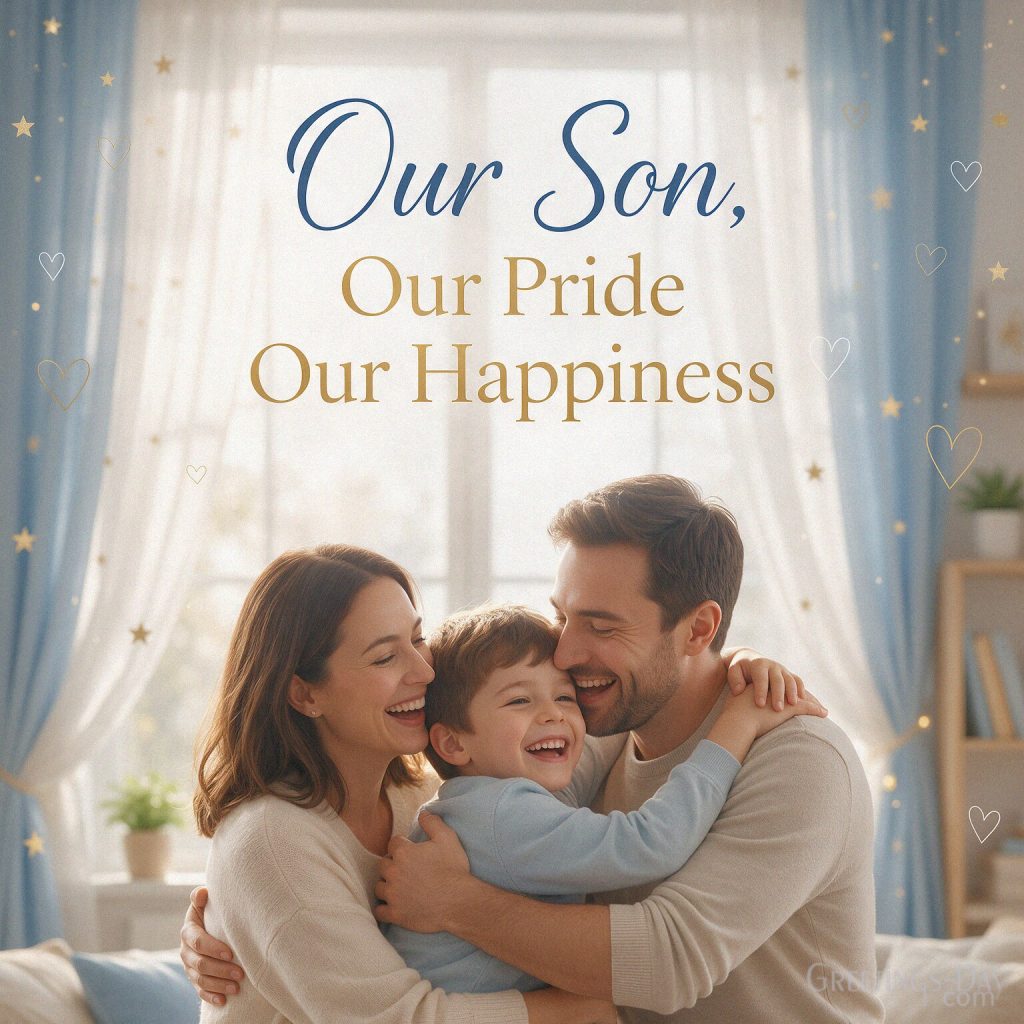 Heartfelt family image for National Sons Day saying Our Son