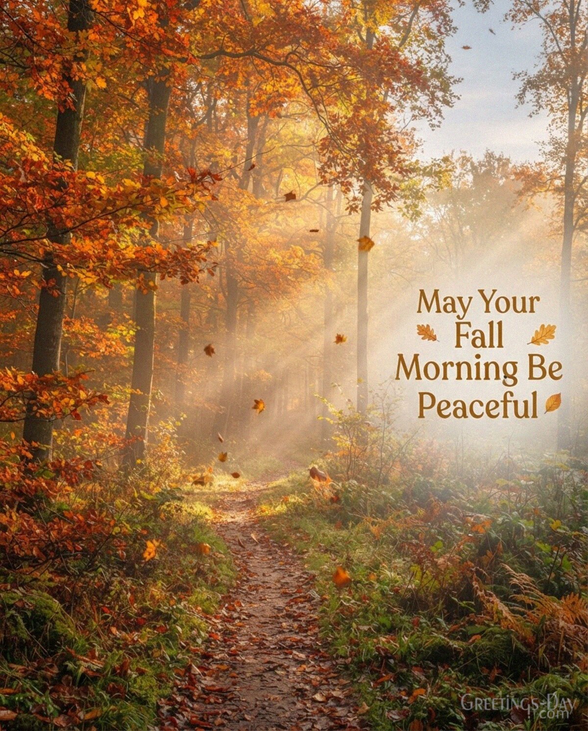 Peaceful Fall Morning image with a misty autumn forest
