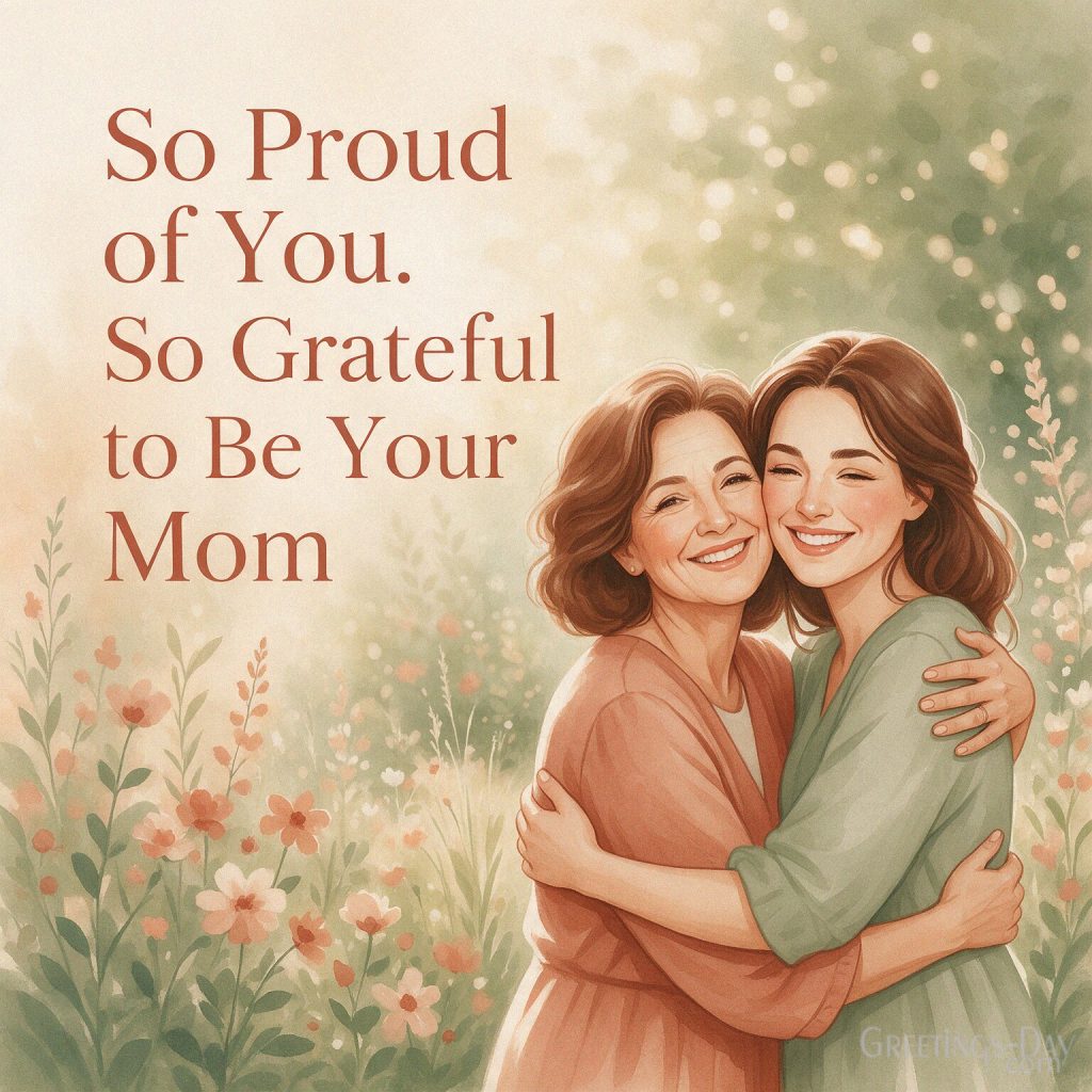 Daughters Day greeting from a mother hugging her daughter
