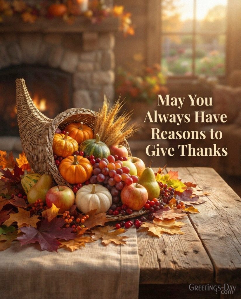 Grateful Thanksgiving blessing with pumpkins