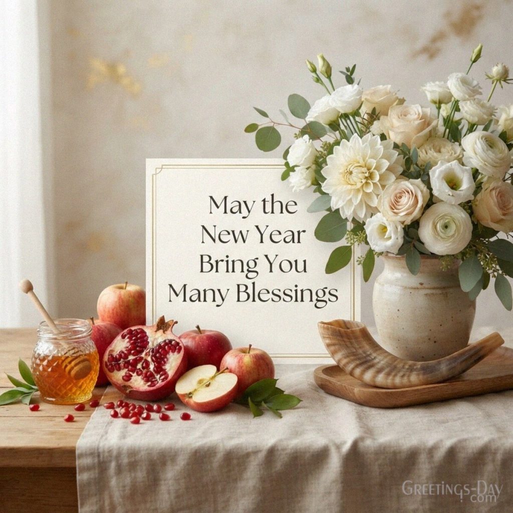 Rosh Hashanah blessings with flowers
