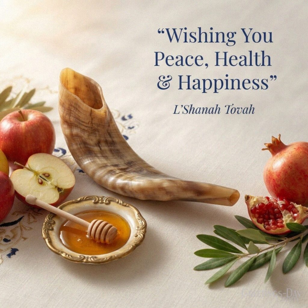 Rosh Hashanah greeting card with a shofar and the warm wish “Wishing You Peace