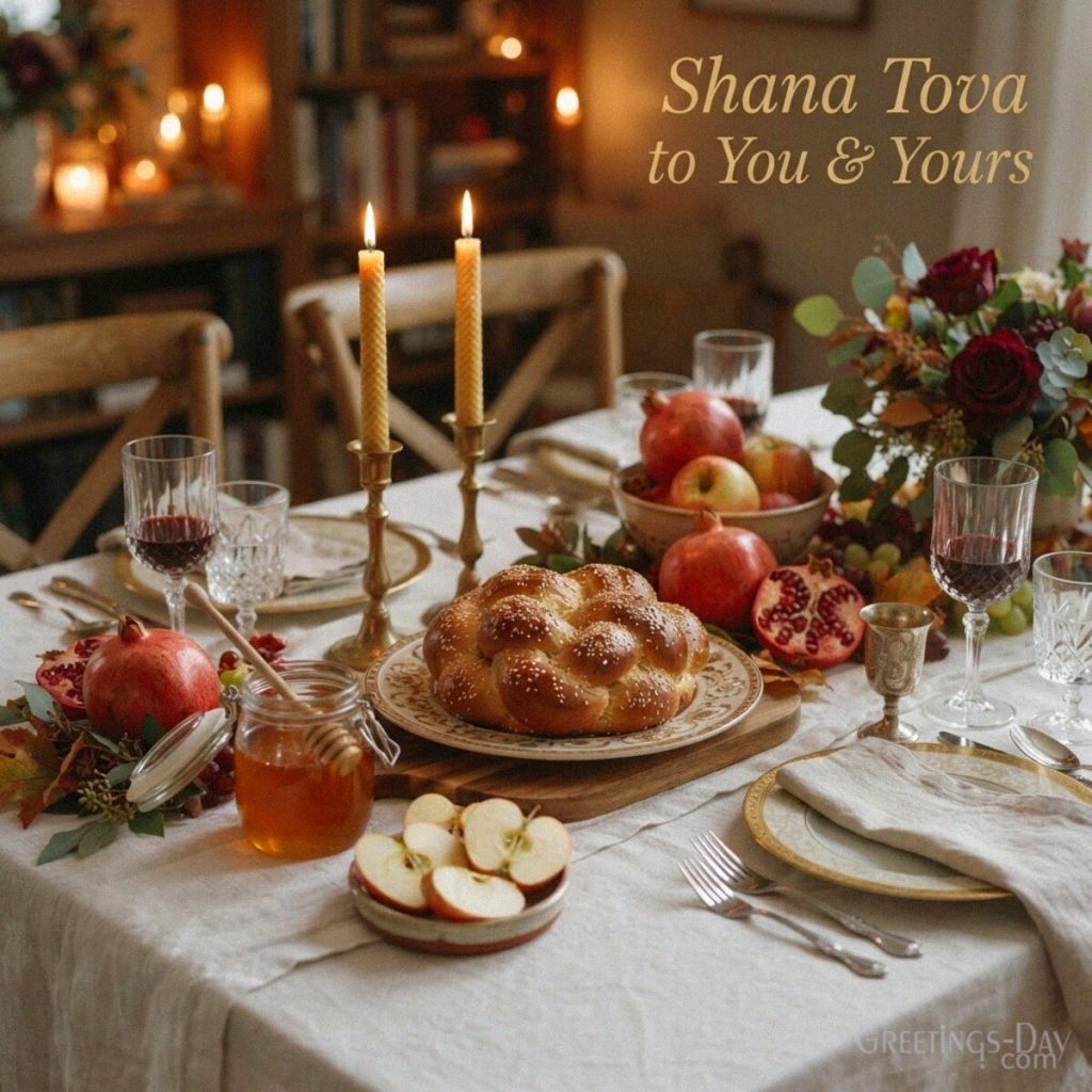 Shana Tova family image with challah