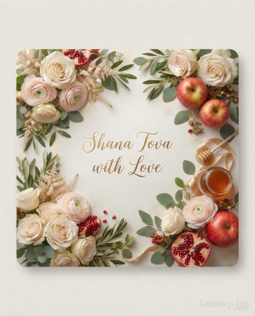 Shana Tova with Love card featuring beautiful flowers