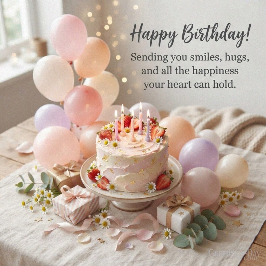 Short Happy Birthday Message image featuring “Happy Birthday! Make a wish and make this year unforgettable.” with the text 