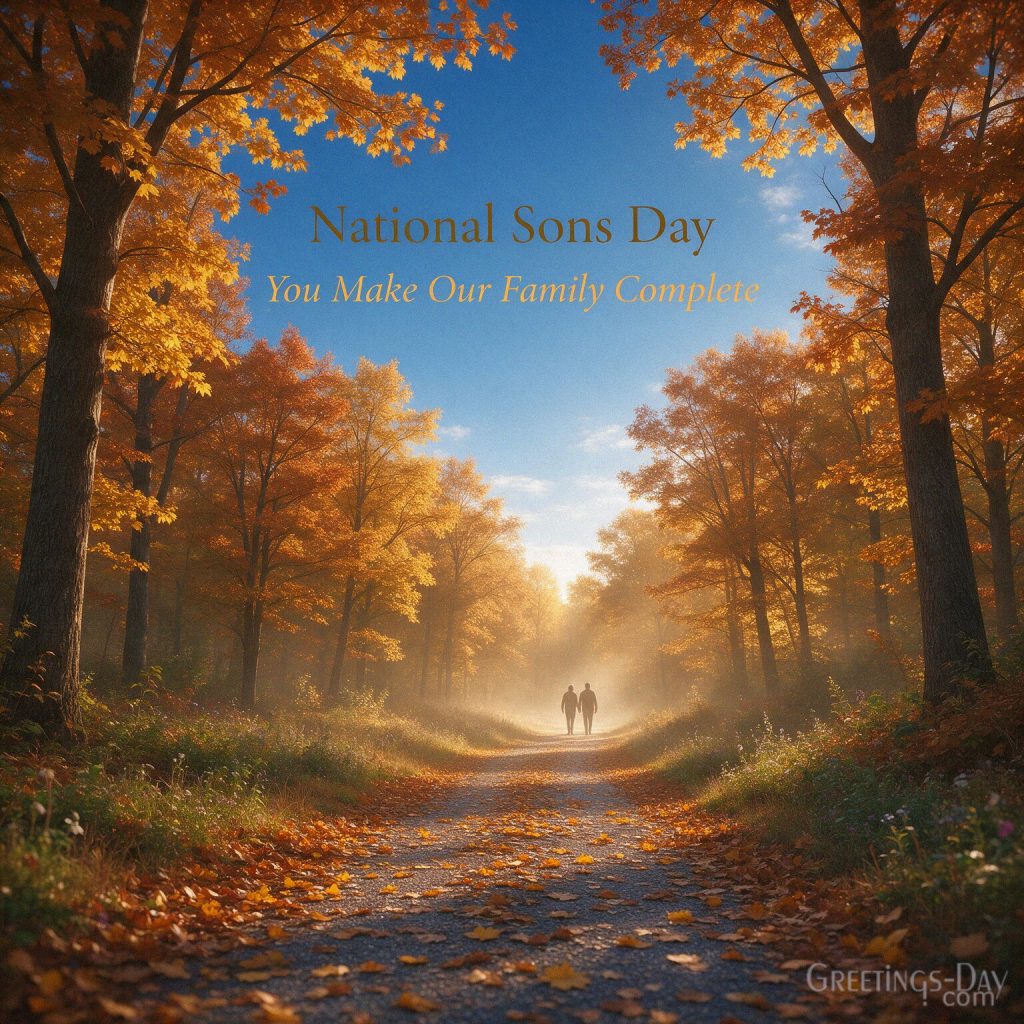 Heartfelt National Sons Day family image with the message You Make Our Family Complete with the text 