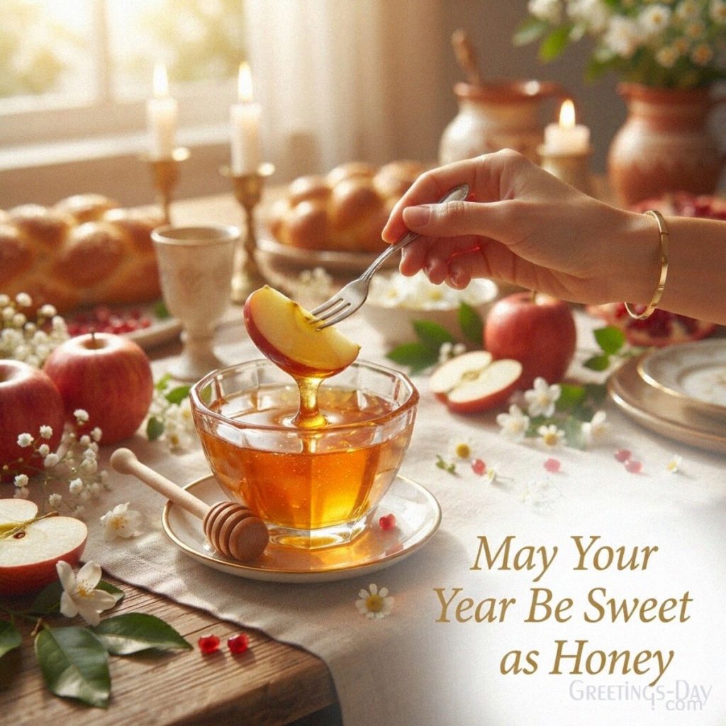 Jewish New Year card with apples