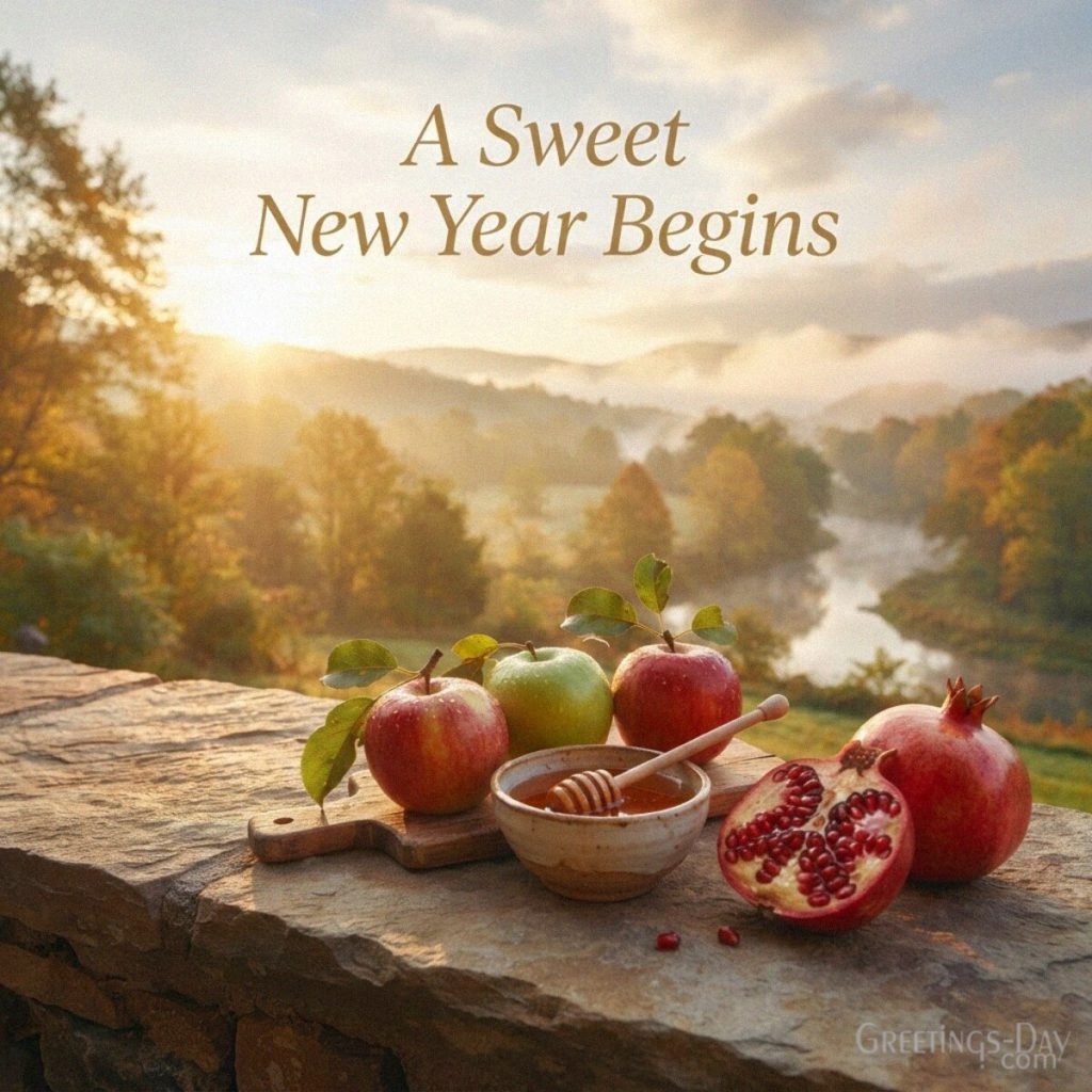 Rosh Hashanah card with apples