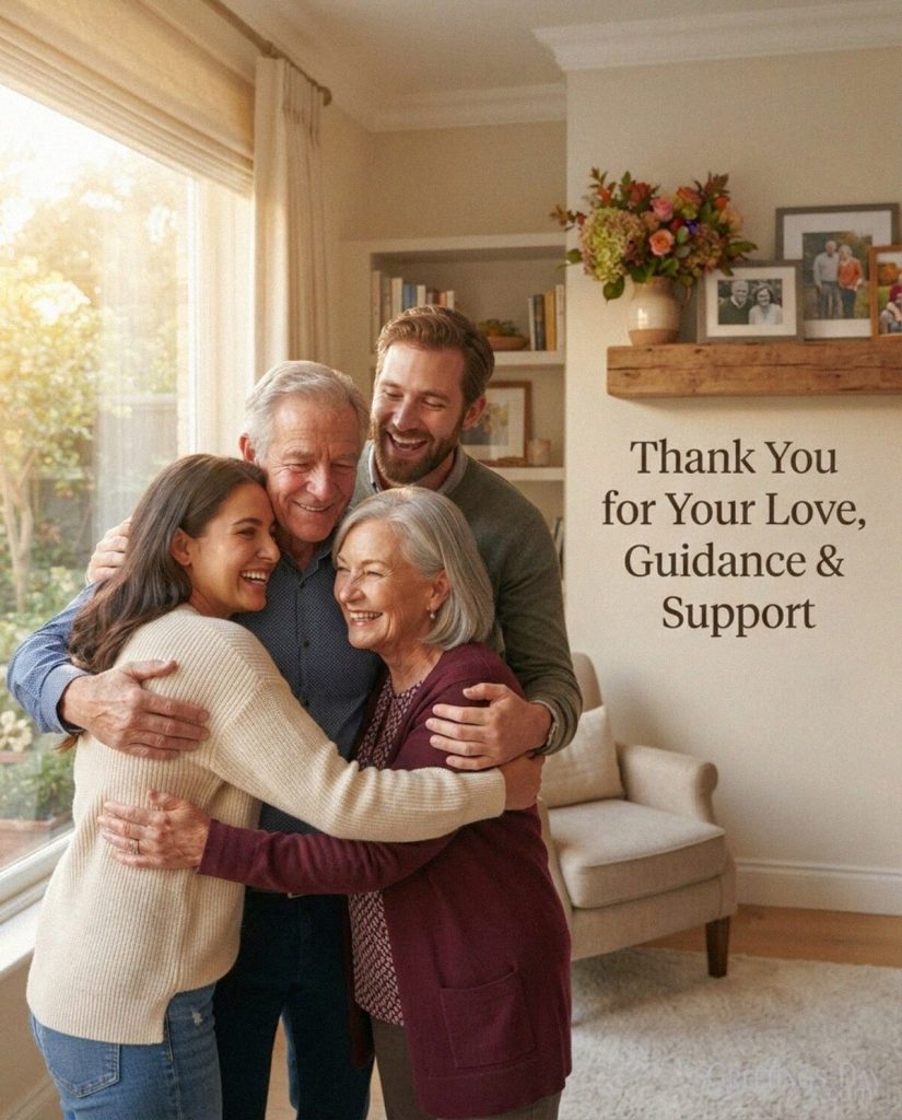 Heartfelt thank you grandparents image with a warm family hug and “Thank You for Your Love